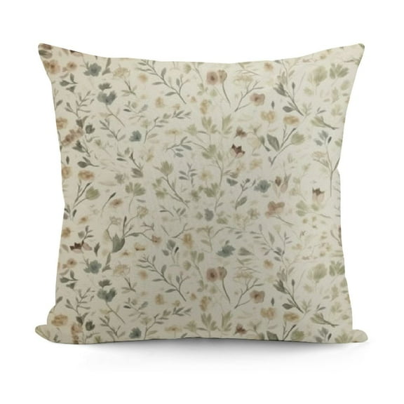 SHANXI Spring Daisy Sage Green Brown Beige Flowers Decorative Pillow Cases Block Print Throw Pillows Farmhouse Decor for Sofa Couch Cushion Outdoor 12x12in
