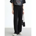 thumbnail image 5 of new women's trousers straight casual loose soft drawstring trousers for women-Black-XL, 5 of 6