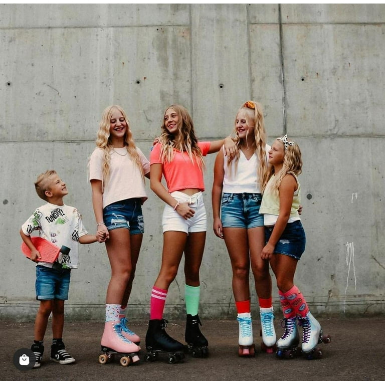 Angels Skates – Sunset Pink with Blue Lasses Design PU