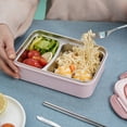 thumbnail image 3 of Portable Lunch Box 304 Stainless Steel Leakproof Divided Food Containers with Spoon and Chopsticks pink, 3 of 5