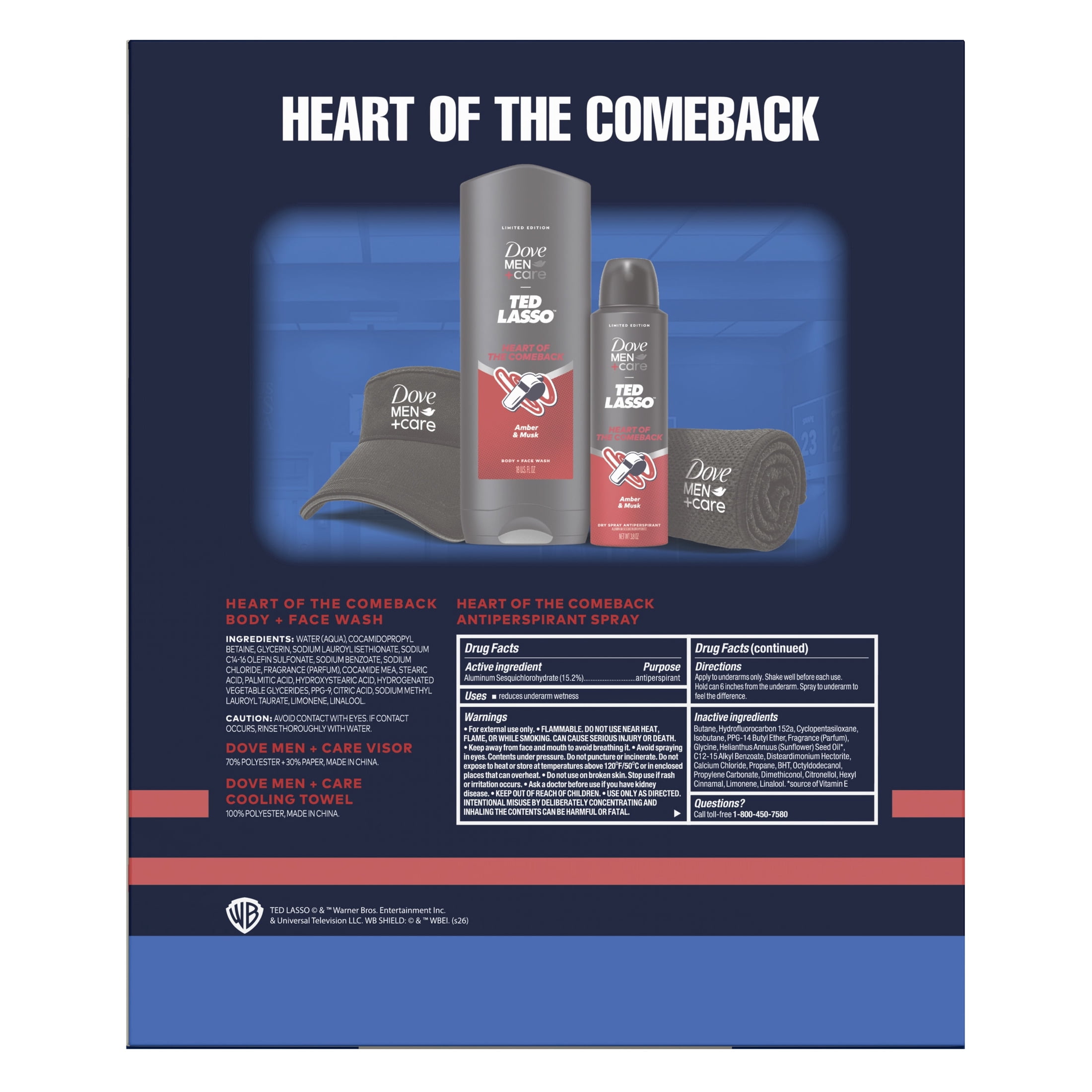 Dove Men+Care Limited Edition Heart Of The Comeback Gift Set For Hydrated Soft Skin & Odor Control, 4 Pack