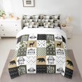 thumbnail image 2 of Manfei Wild Moose Deer Twin Bedding Sets 7pcs, Rustic Lodge Cabin Farmhouse Bedding Comforter Set, Gray Green White Plaid Checkered Sheet Sets, Super Cozy Room Decor, 2 of 8