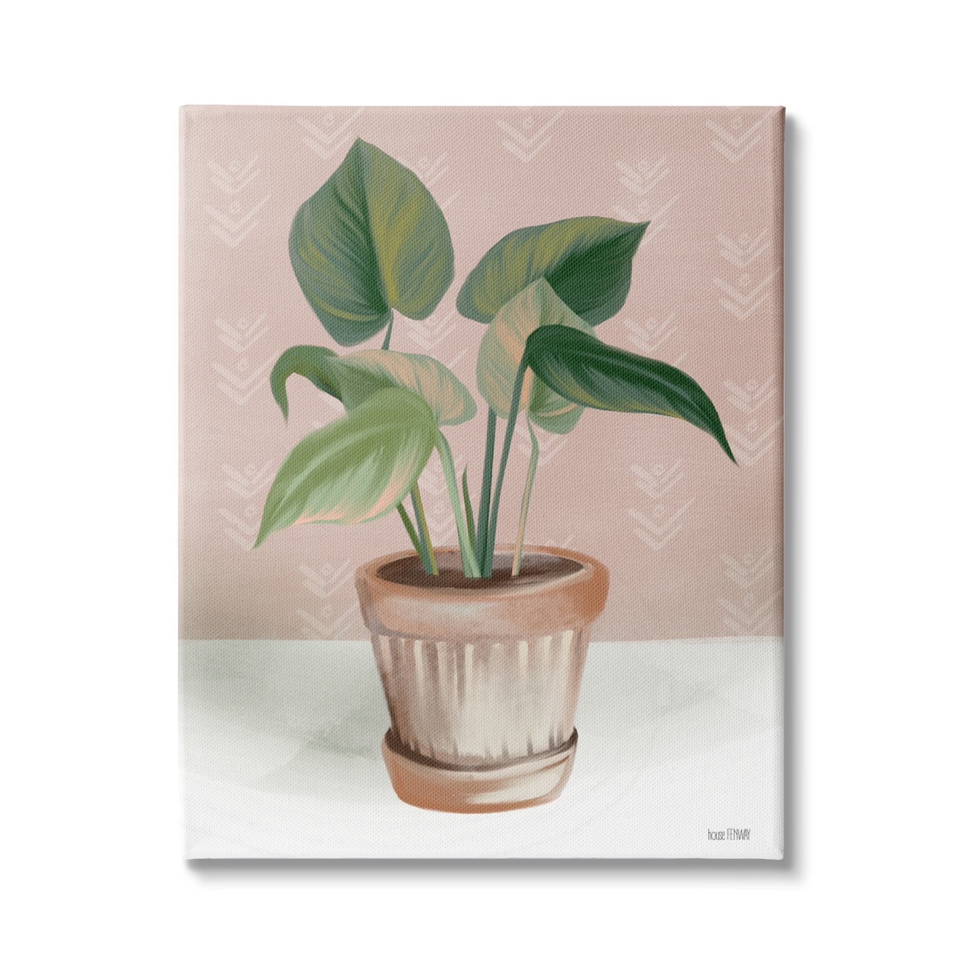 Stupell Industries Indoor Potted Plant Still Life Soft Pink Painting, 24 x 30, Design by House Fenway