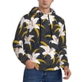 thumbnail image 2 of Naloa Lilies Flowers Men's Casual Hooded Collar Drawstring Hoodies Pullover Sweatshirts Casual Long Sleeve Shirts-4X-Large, 2 of 7