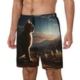 thumbnail image 1 of Balery Pyramid Desert Cat Bañador para hombre, shorts de playa de secado rápido con entrepierna y forro de compresión-X-Large, 1 of 6