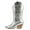 Silver, variant on Women Cowgirl Cowboy Western Stitched Heel Boots Pointy Toe Mid Shaft ORVILLE-S Silver 8.5