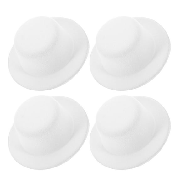 UNOMOR 4pcs Mini Felt Top Hats Miniature White Formal Hats For Diy Snowman Doll Crafts Ornaments