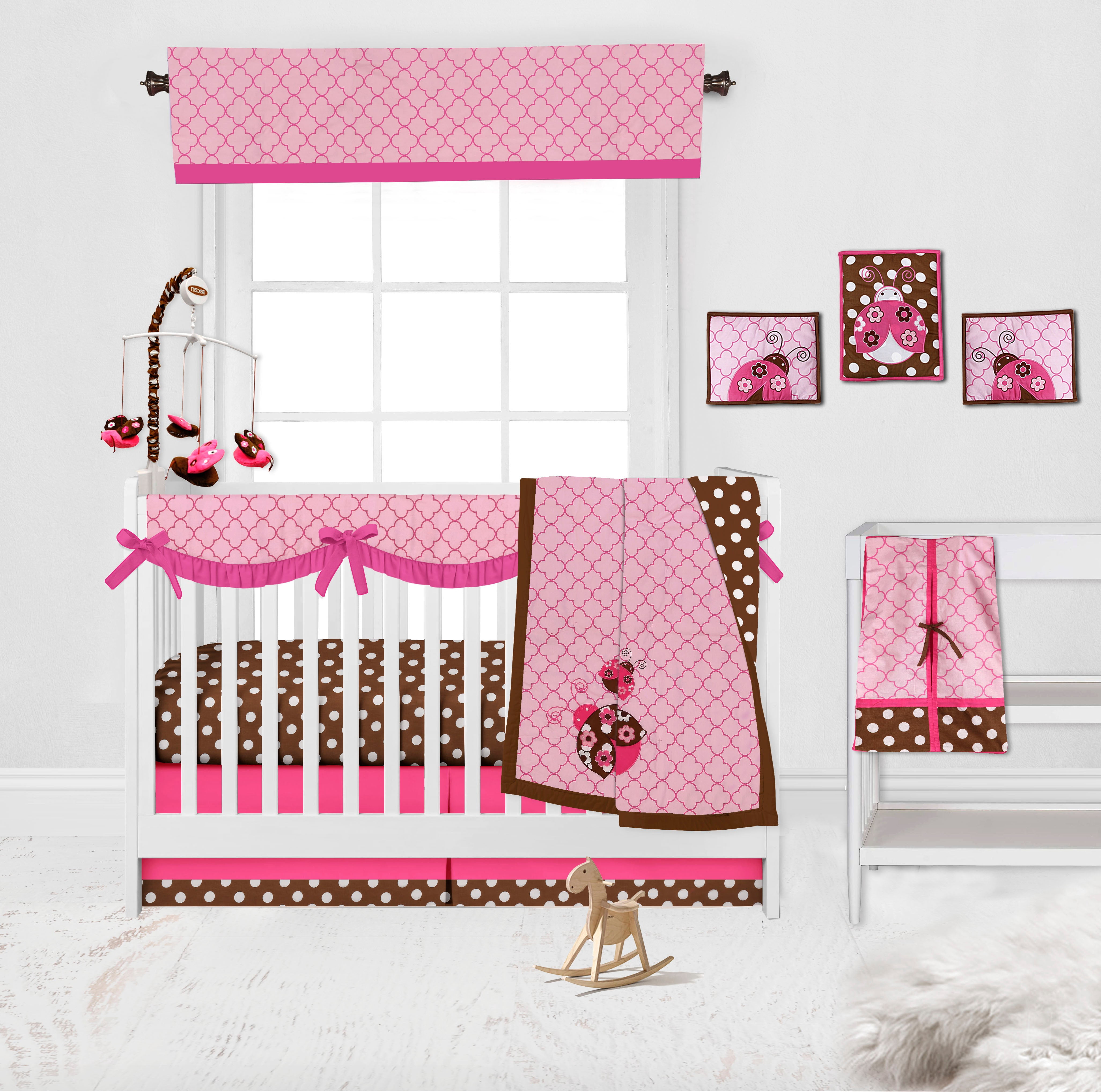 Bacati - Ladybugs Pink/Chocolate Musical Baby Crib Mobile
