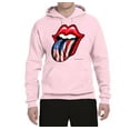 thumbnail image 2 of Wild Bobby, American Flag Lips Tongue Out, Unisex Graphic Hoodie Sweatshirt, Light Pink, Medium, 2 of 3