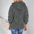 thumbnail image 6 of Xdegoge Winter Fleece Jacket for Women Full Zip Stand Collar Hooded Coats Vintage Jacquard Knit Jacket Casual Loose Fitting Coat Winter Thermal Solid Color Outerwear, 6 of 8