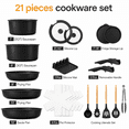 thumbnail image 7 of NULAS 21 Piece Pots and Pans Set Non Stick, Stackable RV Kitchen Cooking Set , Cookware Set with Detachable Handle, Dishwasher Safe, Oven Safe, Black, 7 of 7