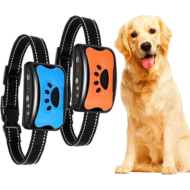 Collar de entrenamiento para perros, collar de nailon recargable, antiladridos, con vibración, dispositivo antiladridos automático con sonido para perros pequeños, medianos y grandes, 2 unidades