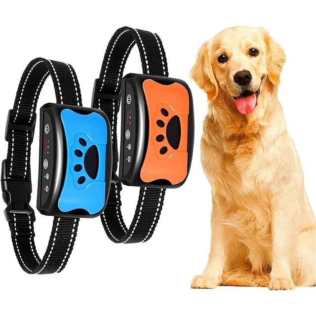 Collar de entrenamiento para perros, collar de nailon recargable, antiladridos, con vibración, dispositivo antiladridos automático con sonido para perros pequeños, medianos y grandes, 2 unidades