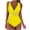 Yellow, variant on Women's Solid One Piece Swimsuit Mesh Insert Push Up Padded Bathing Suit High Cut Monokini Beach Vacation Swimwear, Blue S