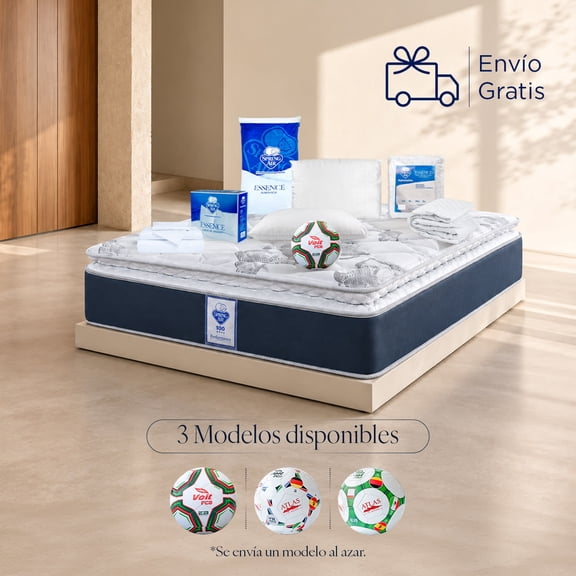 Colchón King Size Spring Air Smith + 2 Almohadas + Cubre Colchon + Sabanas + Balón Voit