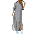 thumbnail image 1 of 2025 Robes d'Été à Revers Boutonnées pour Femmes 224y Robe Chemise Fendue Femme Robe Décontractée d'Été de Plage Robe à Boutons devant Robe Portefeuille d'Été, 1 of 7