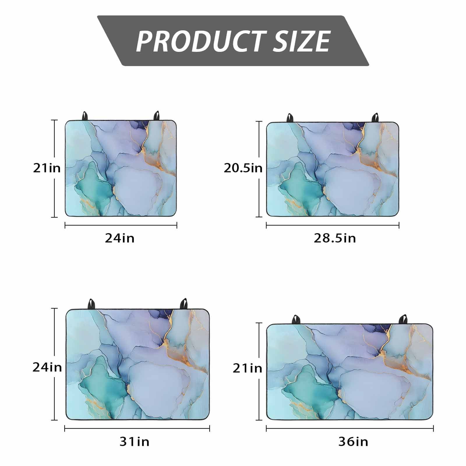 Teal Stove Top Cover for Electric Stove, Heat-proof & Non Slip Glass Top Stove Cover Protector, Abstract Modern Marble Ink Painting Art Kitchen Flat Cooktop Rubber Mat 24x21 Inches