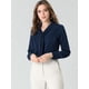 thumbnail image 3 of Blusa Elegante de Oficina Allegra K para mujer con cuello de Lazo y Manga Larga Azul marino XL, 3 of 6