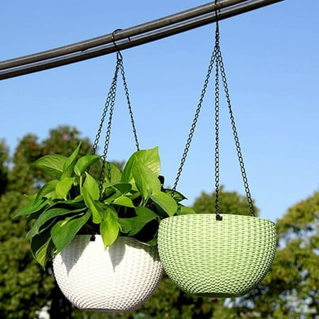 Meigar Growers Hanging Basket, Indoor Outdoor Hanging Planter Basket, Round Resin Garden Plant Hanging Planters Decor (Best Plants For Hanging Baskets)