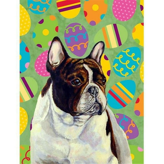 28 x 40 in. French Bulldog Easter Eggtravaganza House Size Canvas Flag