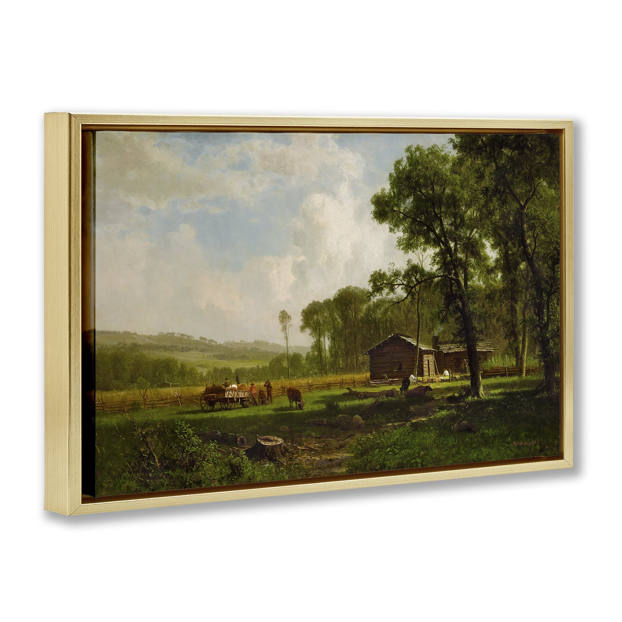 Stupell Industries Early Settlers Classical Landscape & Nature Painting Gold Floater Framed Canvas Art Print Wall Art, 31 x 21