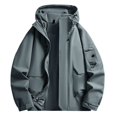 thumbnail image 2 of Donemore Unisex Solid Color Windbreaker Jacket - Waterproof Outdoor Zippered Pockets with Drawstring Long Sleeve Hooded Design for Casual Wear, 2 of 3