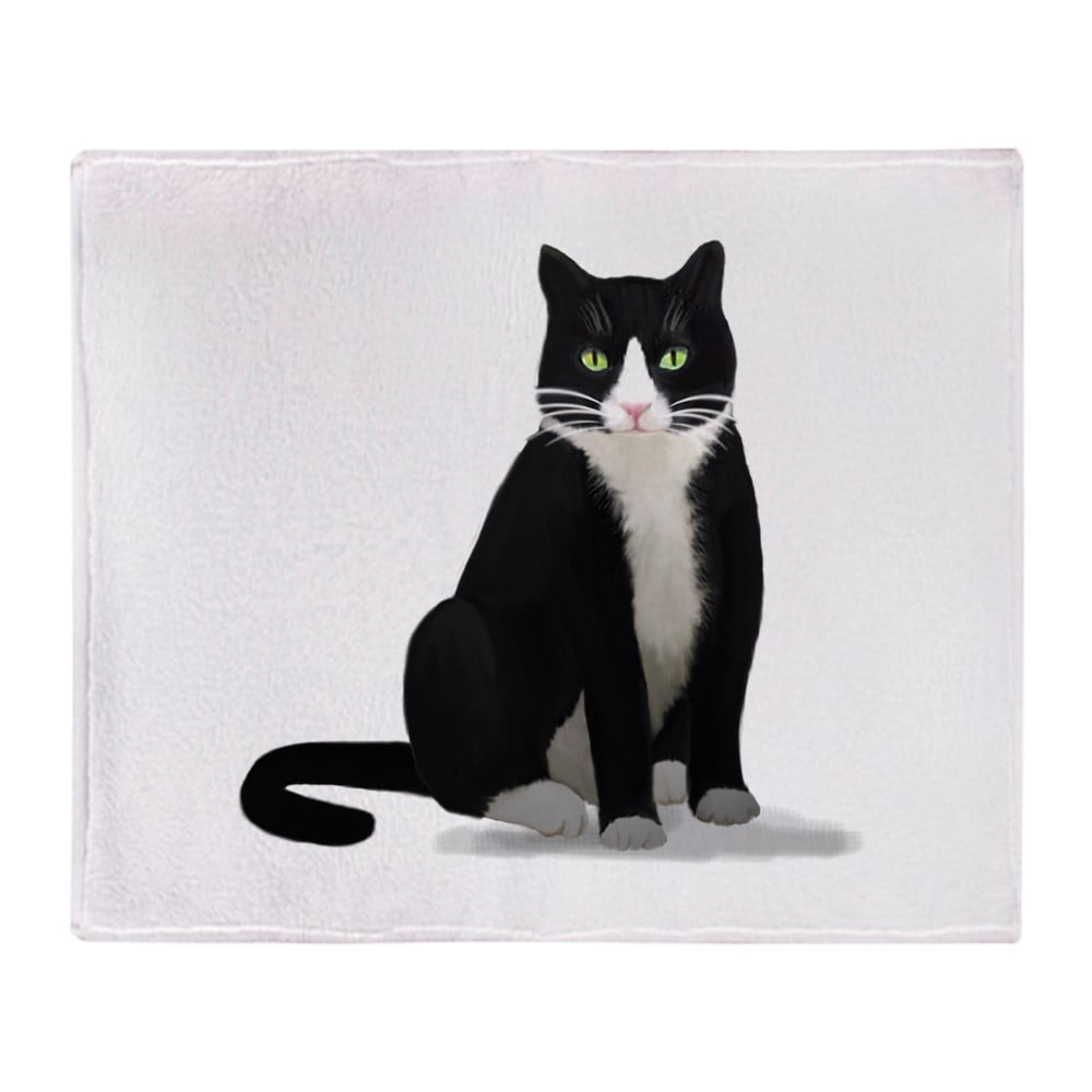 CafePress Black And White Tuxedo Cat Soft Fleece Throw Blanket, 50