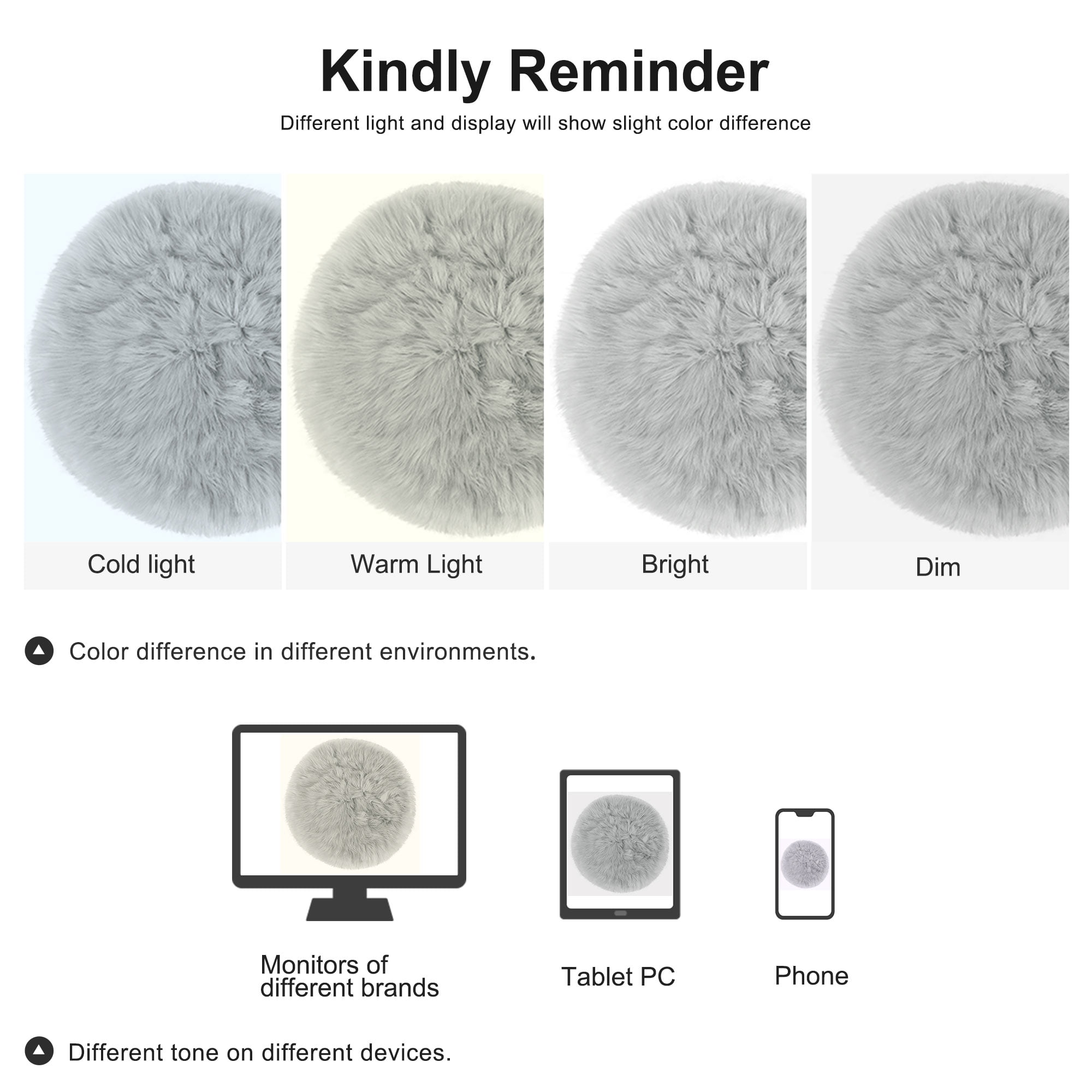 Unique Bargains Artificial Animal Wool Soft Faux Fur Sheepskin Plush Area Rug Light Gray 2x2 Feet Round