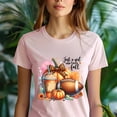 thumbnail image 5 of Just a Girl Who Loves Fall Shirt | Pumpkin Spice Coffee Football Tee | Autumn Graphic T-Shirt, CarolinaBlue, Size L, 5 of 6