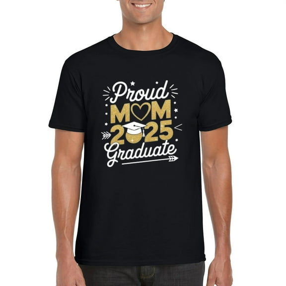 Proud Mom of 2025 Graduate Classic School Year Celebration Graphic T-Shirt, for men & women, up to size 5XL