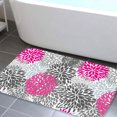 thumbnail image 2 of Pink Grey Floral Flannel Bath Mat 16x24 Inches, Soft Absorbent Non-Slip Bathroom Rug, Machine Washable Floor Mat for Shower, 2 of 7