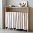 thumbnail image 6 of Oatmeal Ticking Stripe Cabinet Curtains for Kitchen 35"W x 35"L, Minimalist Vertical Lines White Laundry Sink Cabinets Magic Tape Short Curtain Privacy Panel for Bathroom Vanity Cabinets, 6 of 9