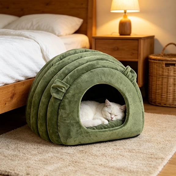 Flovellvoe Semi-Enclosed Pet Bed, Warm Cozy Sleeping House for Small Medium Cats and Dogs, Indoor Rest