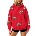 thumbnail image 2 of GILIGEGE Game Day Hoodies for Women Casual Funny Graphic Football Sweatshirt with Pocket,Oversized,Cozy,Cheer Mom,Y2K,Crew Neck Long Sleeve Fall Season Pullover Tops Clothes Red XL, 2 of 6