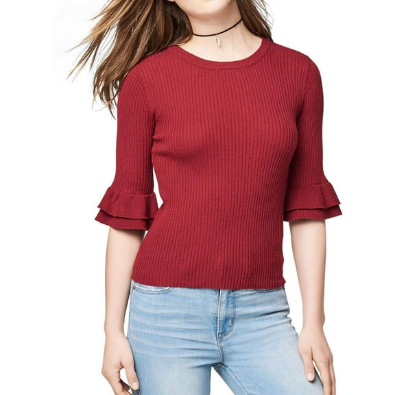Aeropostale Womens Bell Sleeve Pullover Sweater, Red, Small