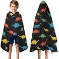 thumbnail image 3 of Colorful Dinosaurs Pattern Hooded Bath Towel，50"x30" for Ages 3 To 12 Kids, Quick Dry Lightweight Soft Microfiber Hood Beach Towel Cover Up for Kids, 3 of 7