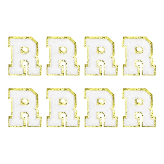 Uxcell Chenille Letter R Embroidered Patches 2.2" Self Adhesive Letter Stickers for Clothing(White, Pack of 8)