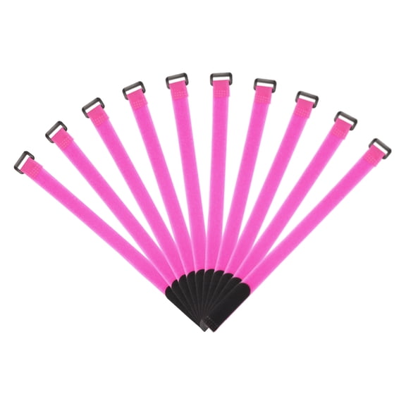 Uxcell Fastening Hook and Loop Cable Tie 13.7x0.7 Inch Reusable with Buckle Wire Strap for Cord Management Pink 10Pcs