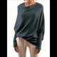 thumbnail image 3 of Suéteres de Otoño para Mujer 2025, Informales, de Larga de Murciélago, Holgados, con Hombros Descubiertos, de Punto, Tops Tipo Jersey Gris Oscuro un Tamaño, 3 of 7