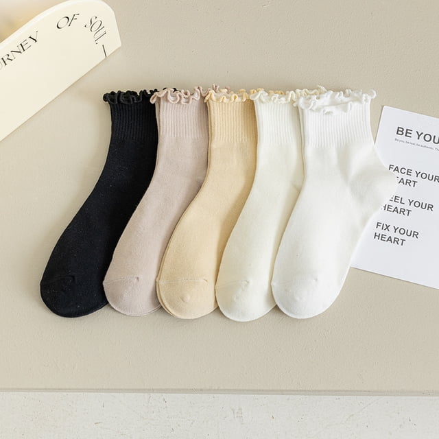 Calcetines finos de algodón ShuxiuWang calcetines de algodón suave para mujer 5 pares negro caqui amarillo blanco beige