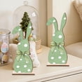 thumbnail image 5 of CuiLiyq 2 Pcs Easter Bunny Table Decorations, Wooden Rabbit Spring Tiered Tray Decorations, Farmhouse Rustic Table Centerpiece for Easter Home Spring Party Tabletop Decor (Green), 5 of 6