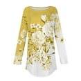 thumbnail image 4 of Tittly T Shirts for Women Tshirts Shirts Womens Blouses Casual Fall Tshirts Shirts Long Sleeve Cute Tops Floral Tunics Tops Crew Neck Sweatshirts Womens T Shirts Gym Clothes for Woman Yellow 3XL, 4 of 5