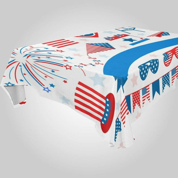 SKYSONIC Independence Day Rectangle Tablecloth Spill-Proof Polyester Table Cloth Table Cover for Kitchen Dining Picnic Holiday Party Decoration,60x120 Inch