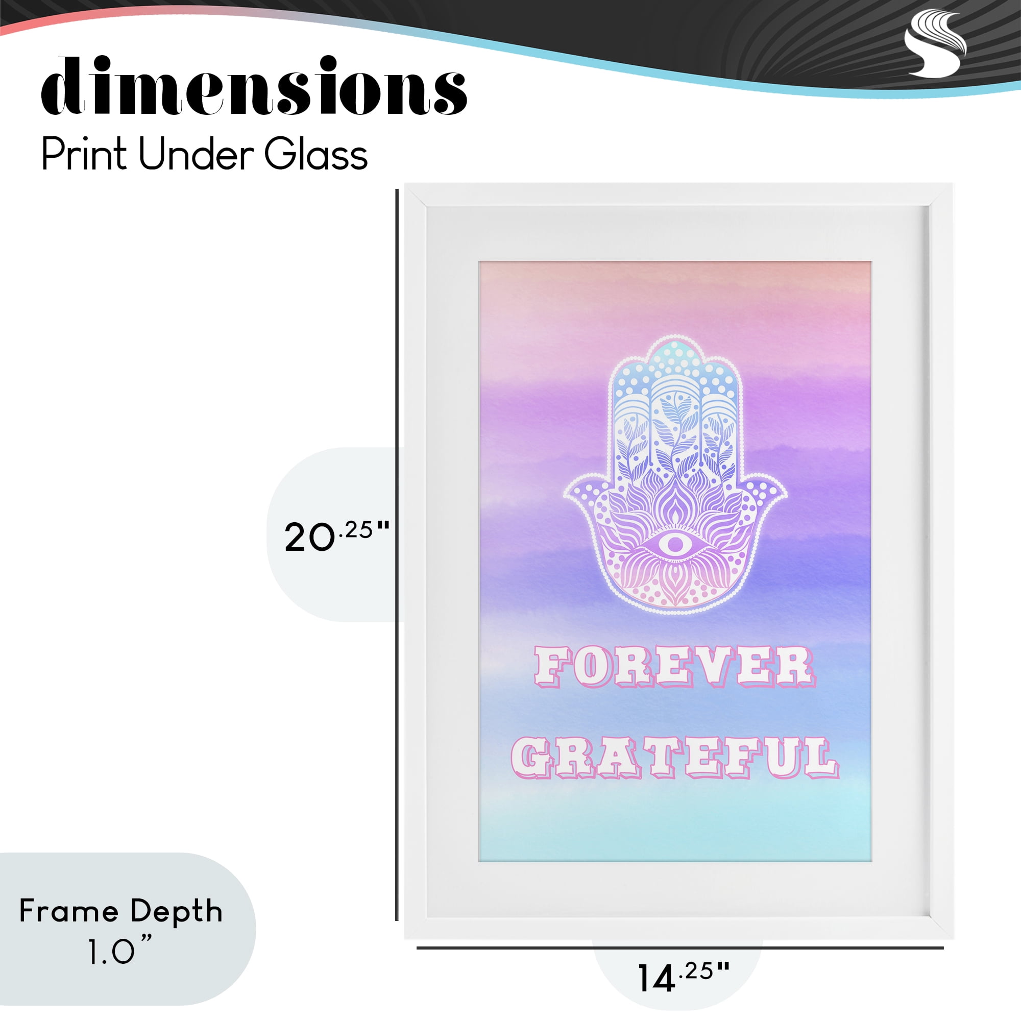 Stupell Industries Forever Grateful Hamsa White Framed Print Under Glass, design by Pooja Dave