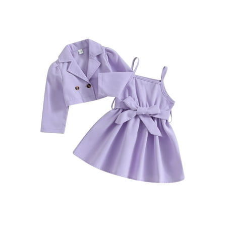 

Toddler Girl Fall Outfits Belted Dress + Double Breasted Trench Coat