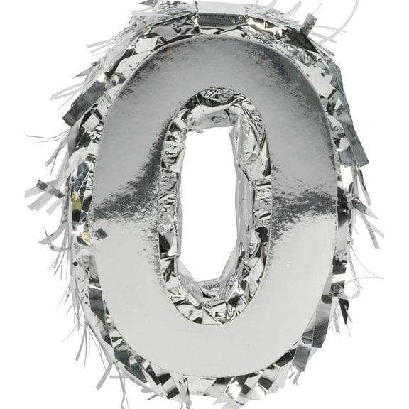 SIlver Foil Number 0 Mini Pinata