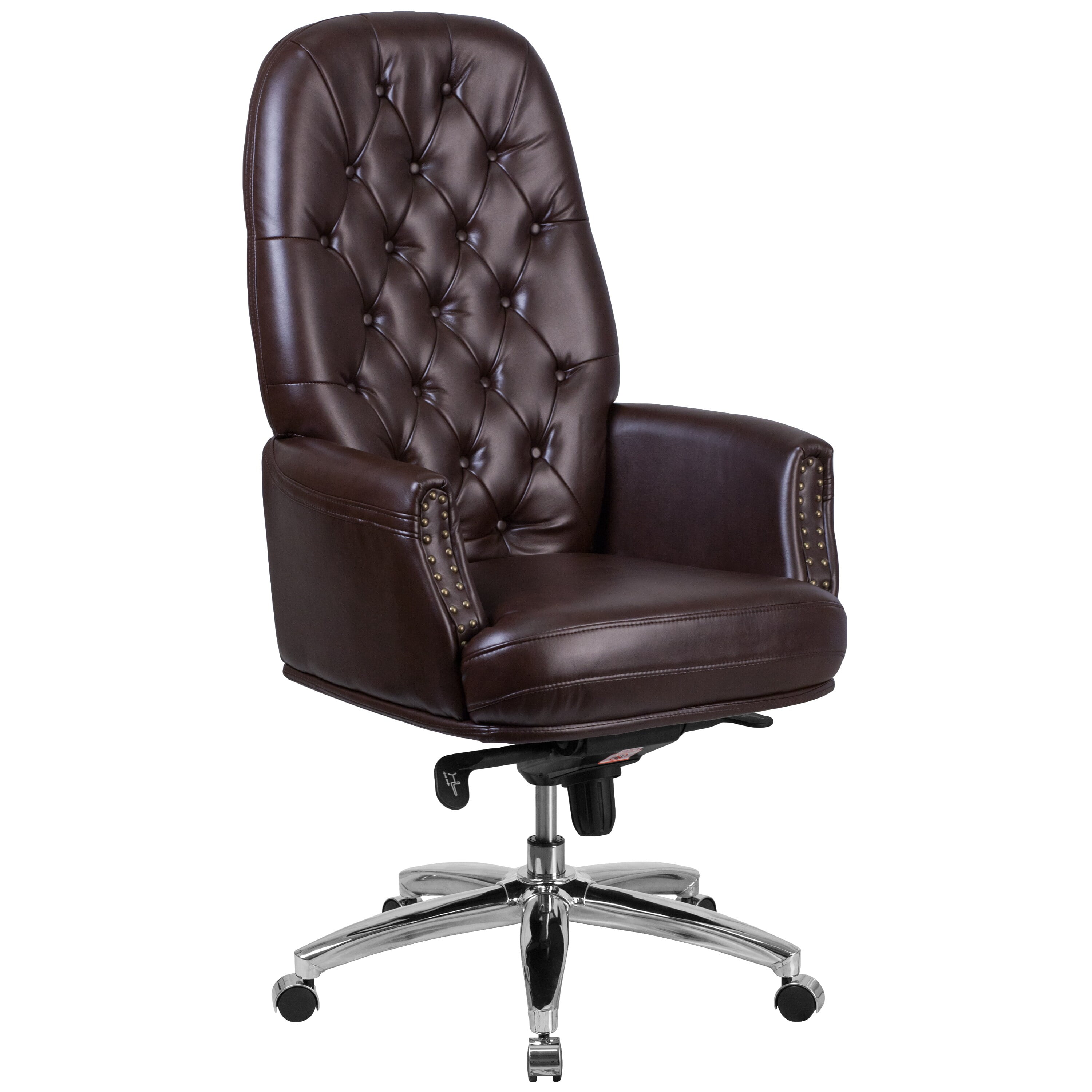 Executive Computer Desk Chair with Solid Wood Feet and Arms Brown Vinsetto High Back Faux Leather Office Chair with Button Tufted Design Executive Computer Desk Chair with Solid Wood Feet and Arms Brown Vinsetto High Back Faux Leather Office Chair with Button Tufted Design