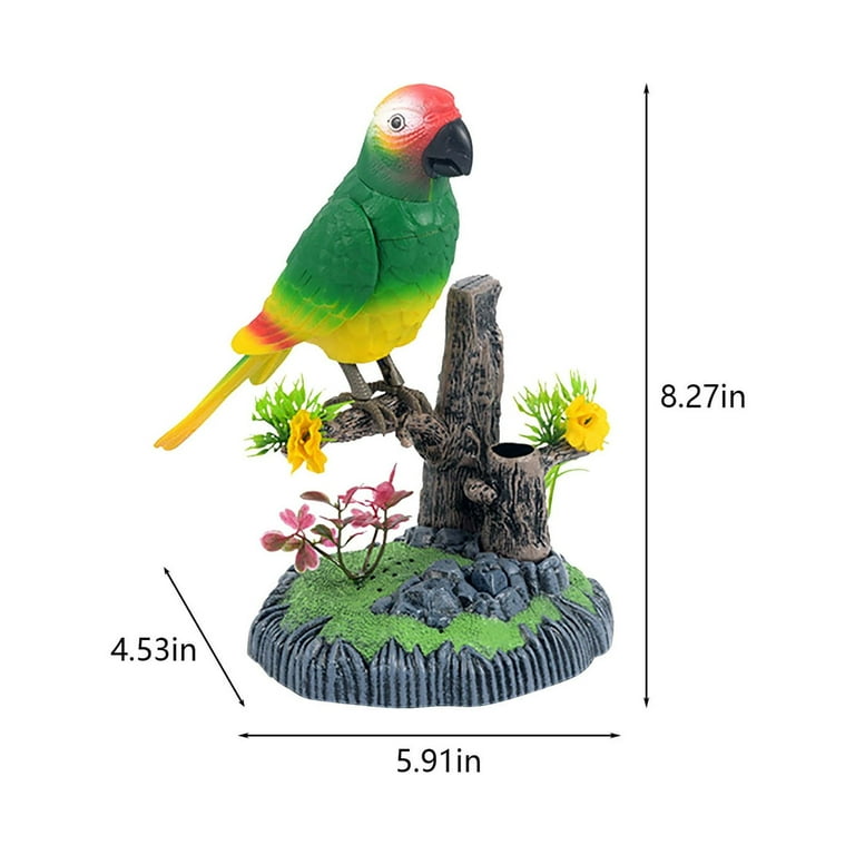 Xzngl Electric Battery Operated Birds Toys Simulated Induction Sound Control Voice Activated Talking Parrots Moving Pet Green