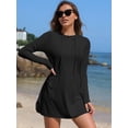 thumbnail image 2 of Charmo Women's Hooded UPF 50+ Rash Guard Long Sleeve UV Protection Zipper Swimwear Shirts with Pockets, 2 of 7