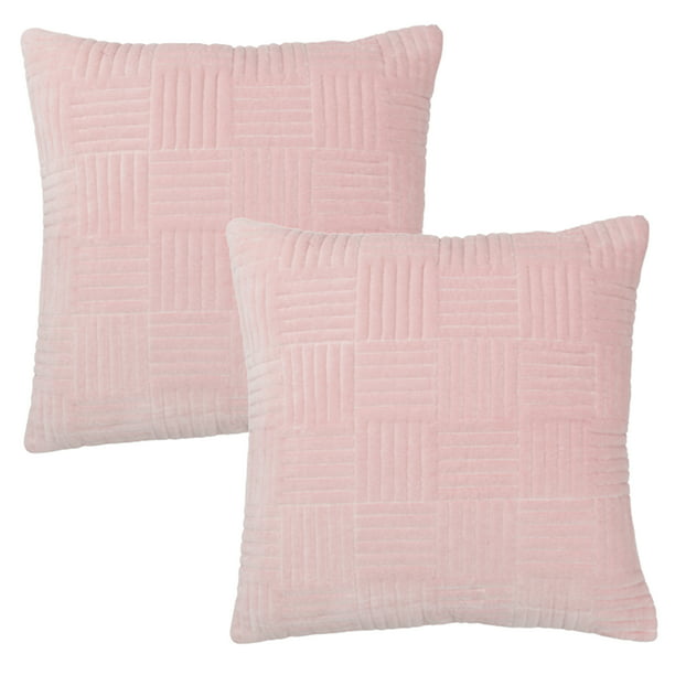 Temerity Høre fra Aktiver HEMA Decorative Square Cushion Covers - 15.7" x 15.7" - Plush Checkered  Light Pink - Ultra Soft Velvet Feel - Set of 2 - Walmart.com